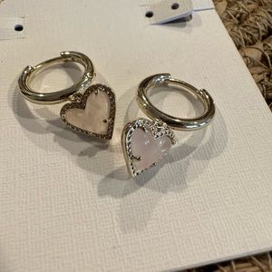 Kendra Scott rose quartz and gold ari Huggies
